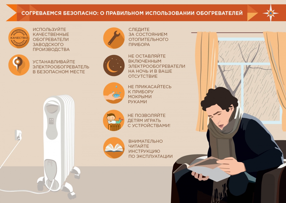 Меры предосторожности при использовании обогревательных приборов.